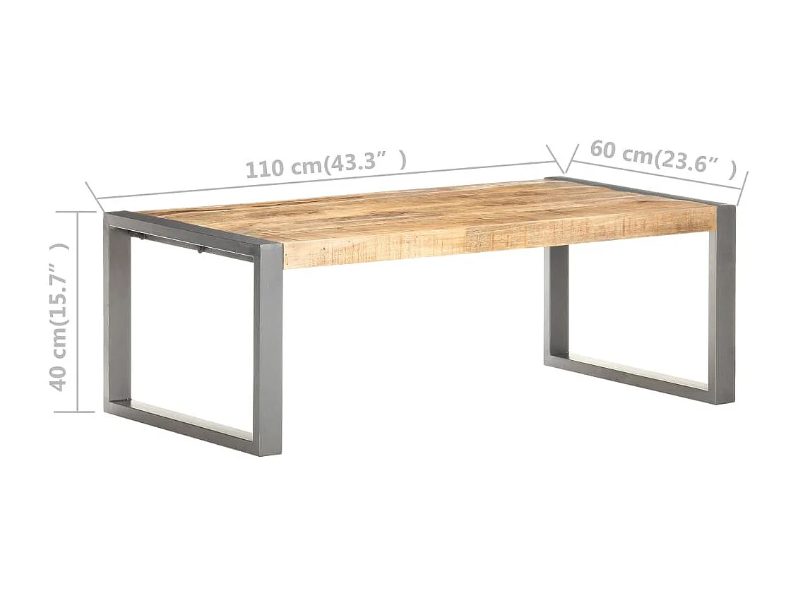 Table basse 110x60x40 cm Bois de manguier brut