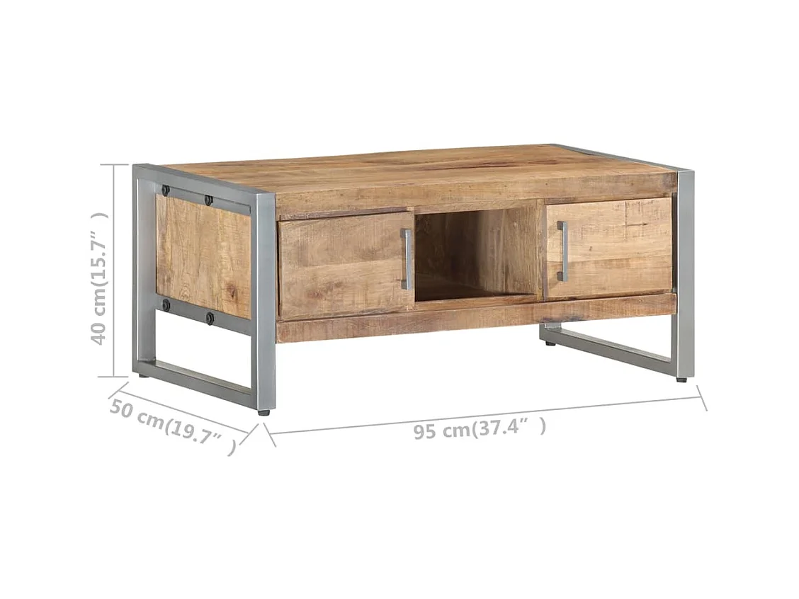 Salontafel 95x50x40 cm ruw mangohout