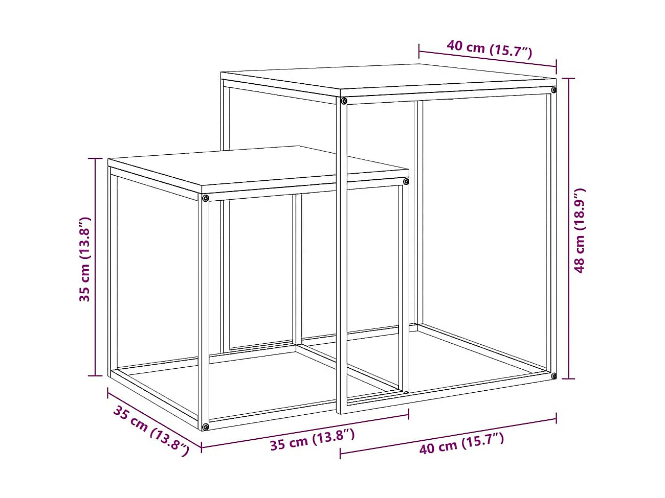Ensemble de table basse 2 pcs Bois d'ingénierie et métal