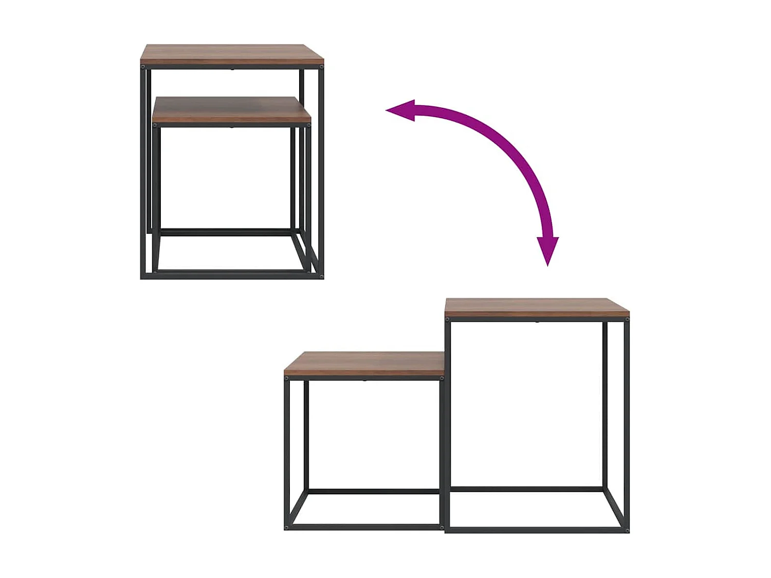 Ensemble de table basse 2 pcs Bois d'ingénierie et métal
