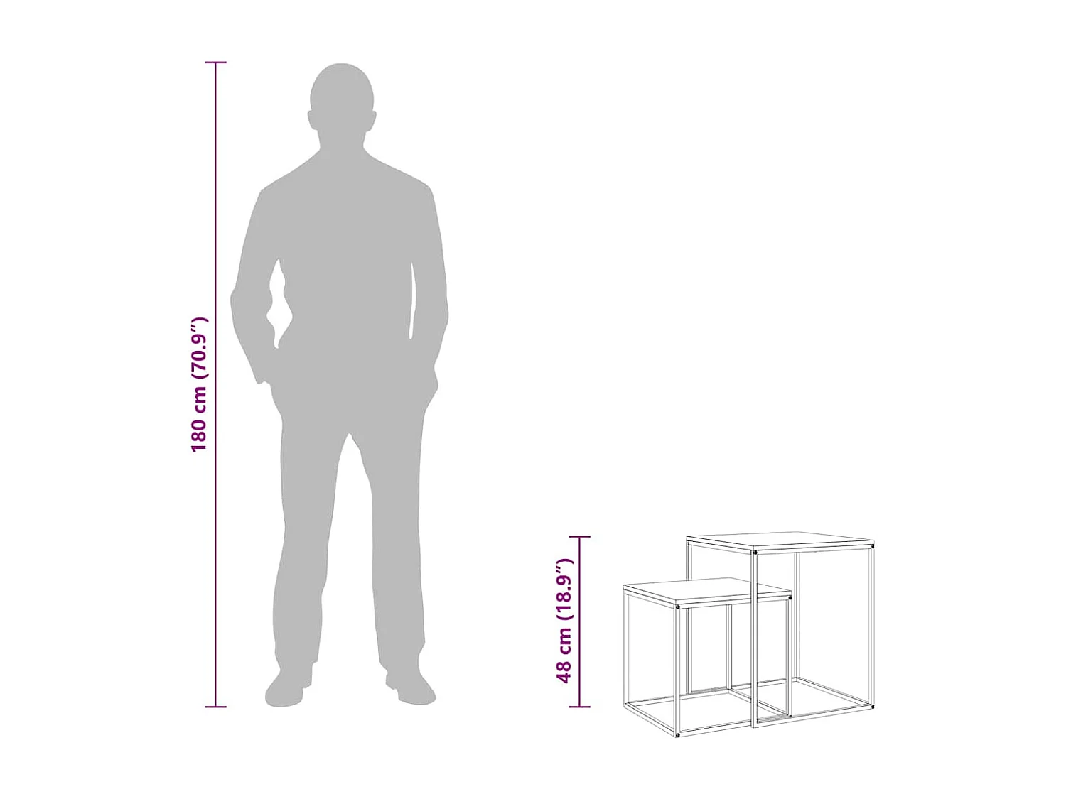 Ensemble de table basse 2 pcs Bois d'ingénierie et métal