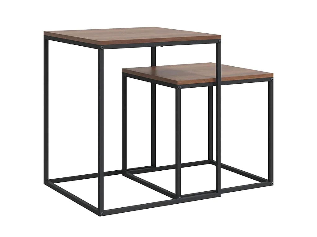 Ensemble de table basse 2 pcs Bois d'ingénierie et métal