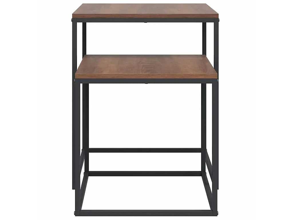 Ensemble de table basse 2 pcs Bois d'ingénierie et métal