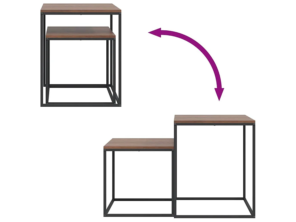 Ensemble de table basse 2 pcs Bois d'ingénierie et métal