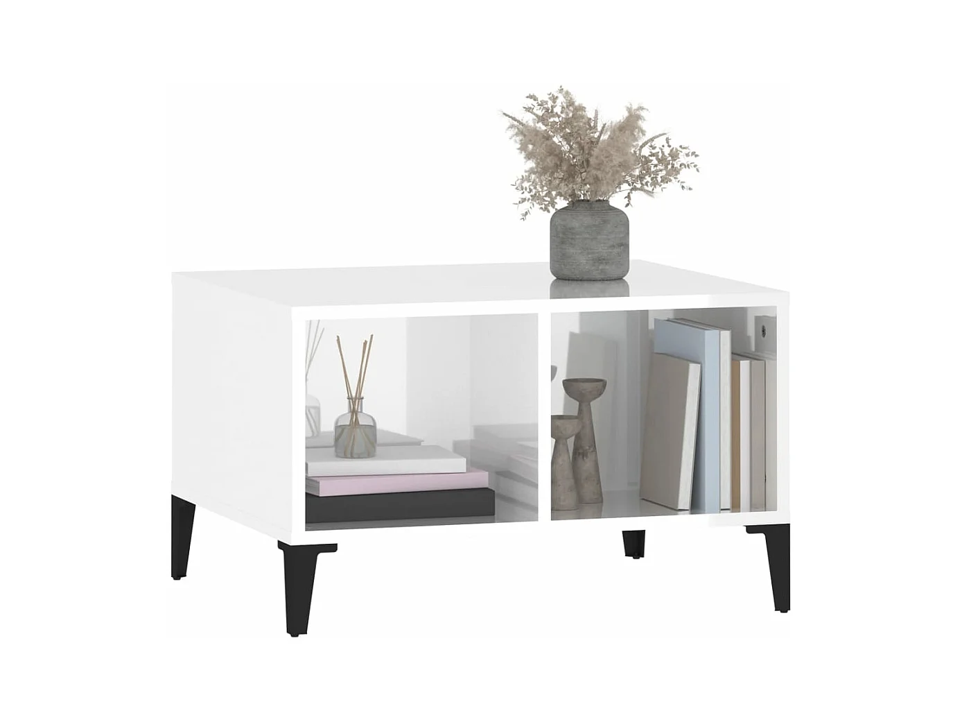 Table basse Blanc brillant 60x50x36,5 cm Bois d'ingénierie