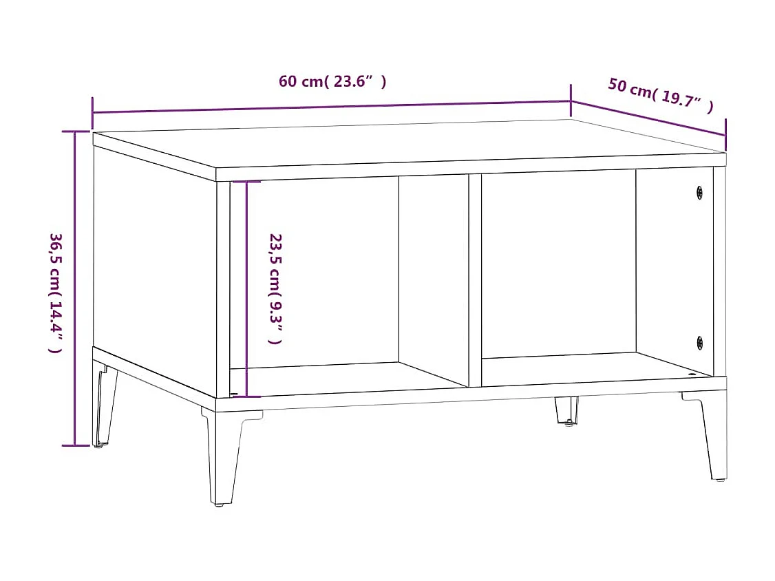 Table basse Blanc brillant 60x50x36,5 cm Bois d'ingénierie