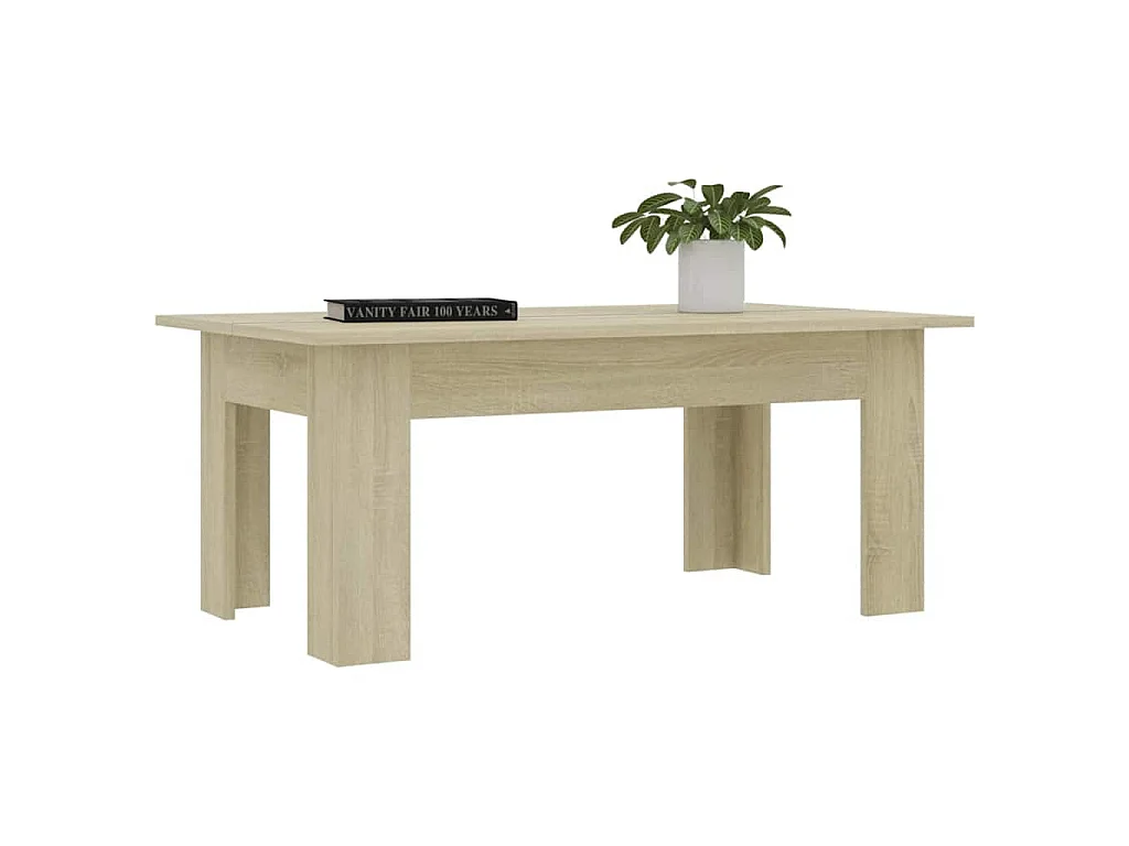 Mesa de centro madera contrachapada color roble 100x60x42 cm
