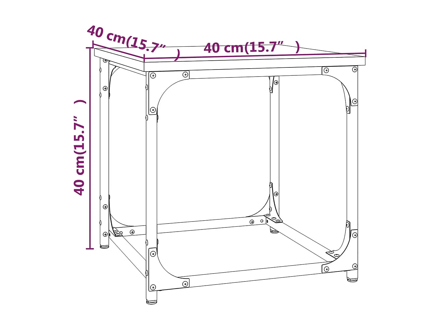Mesa auxiliar de madera contrachapada marrón roble 40x40x40 cm