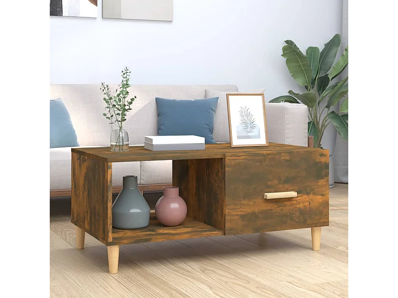 Mesa de centro madera de ingeniería roble ahumado 89,5x50x40 cm