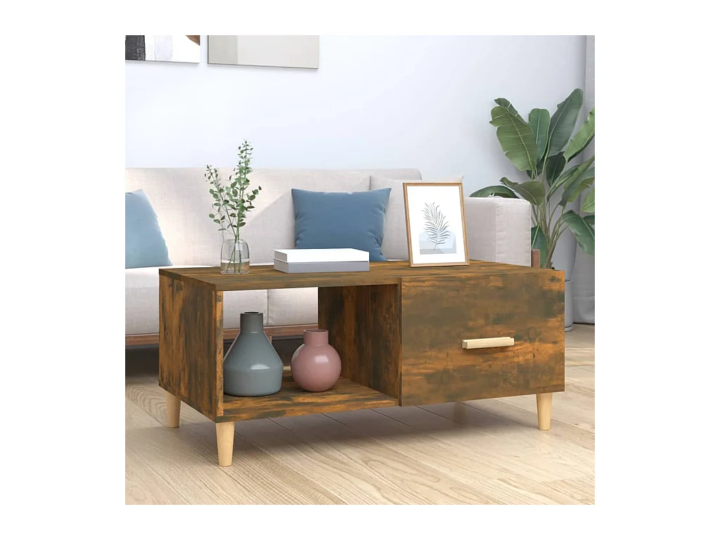 Table basse chêne fumé 89,5x50x40 cm bois d'ingénierie
