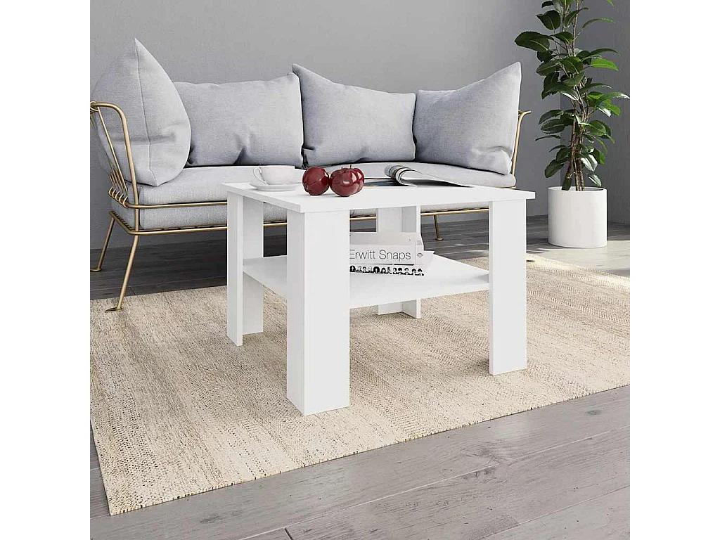 Salontafel 60x60x42 cm bewerkt hout wit