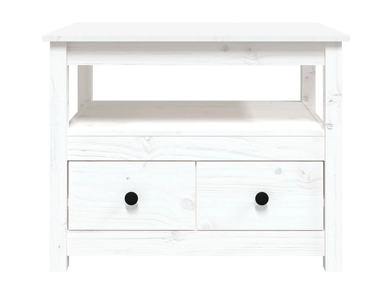 Couchtisch Weiß 71x49x55 cm Massivholz Kiefer