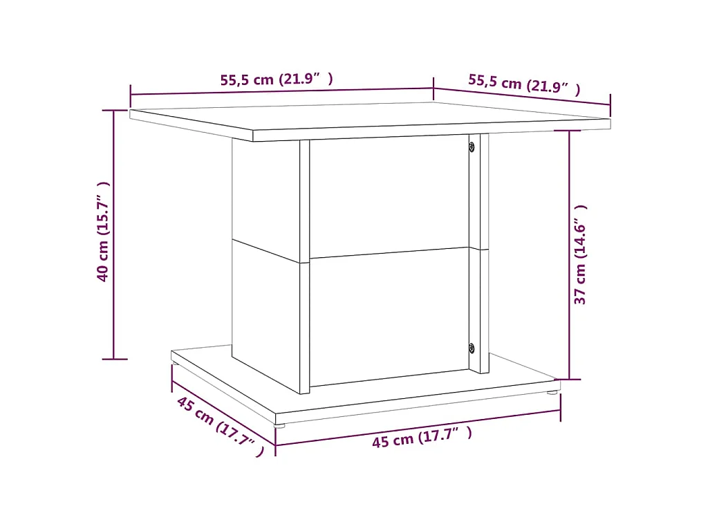 Salontafel 55,5x55,5x40 cm bewerkt hout grijs sonoma eikenkleur