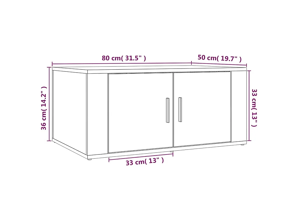 Salontafel 80x50x36 cm bewerkt hout grijs sonoma eikenkleurig