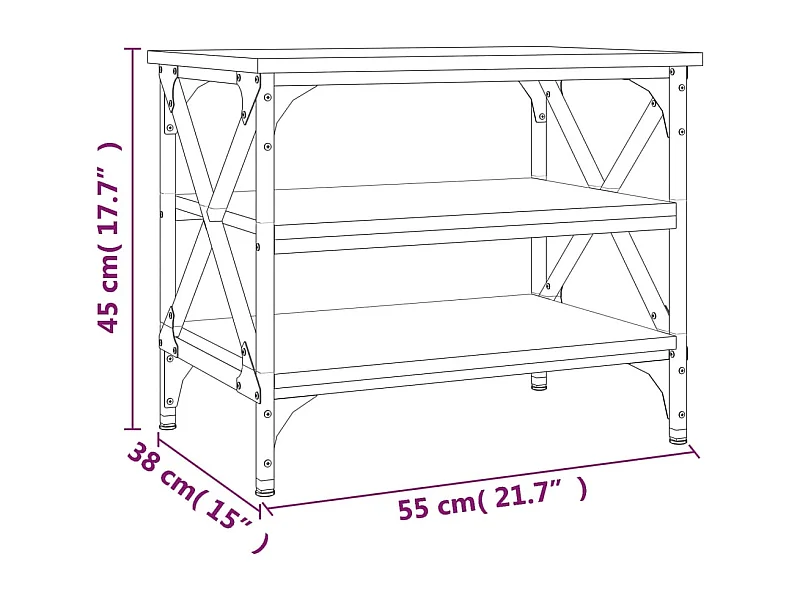 Beistelltisch Räuchereiche 55x38x45 cm Holzwerkstoff