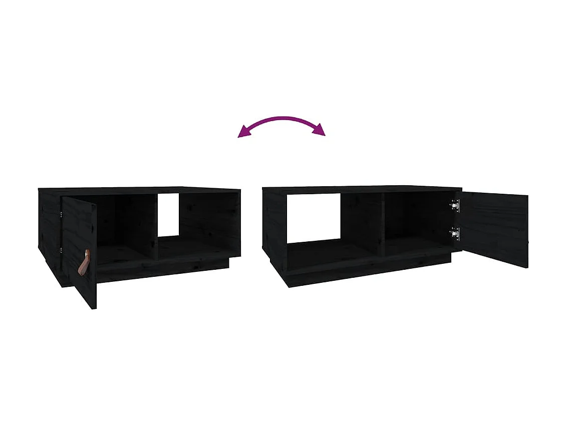 Table basse Noir 80x50x35,5 cm Bois massif de pin