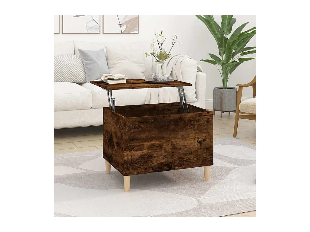 Tavolino da Salotto Rovere Fumo 60x44,5x45 cm Legno Multistrato