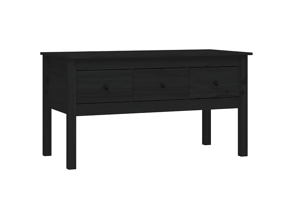 Table basse Noir 102x49x55 cm Bois massif de pin