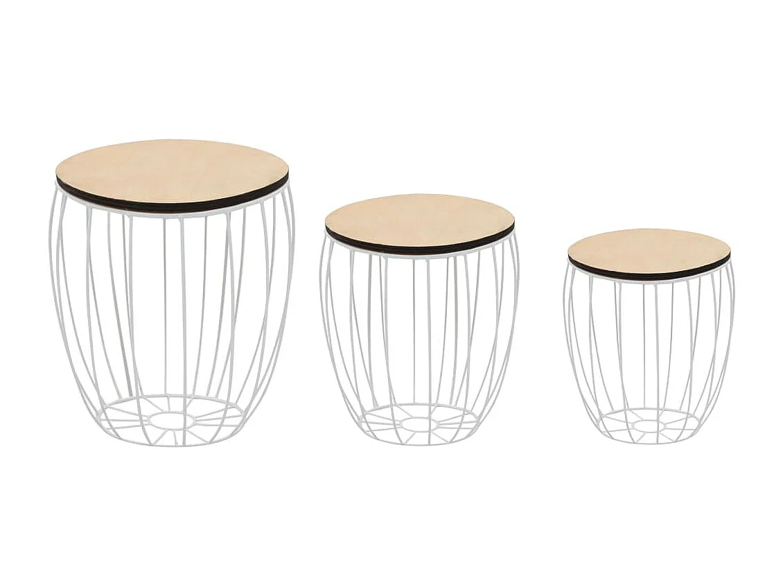 Salontafelset populierenhout multiplex ijzer 3-delig