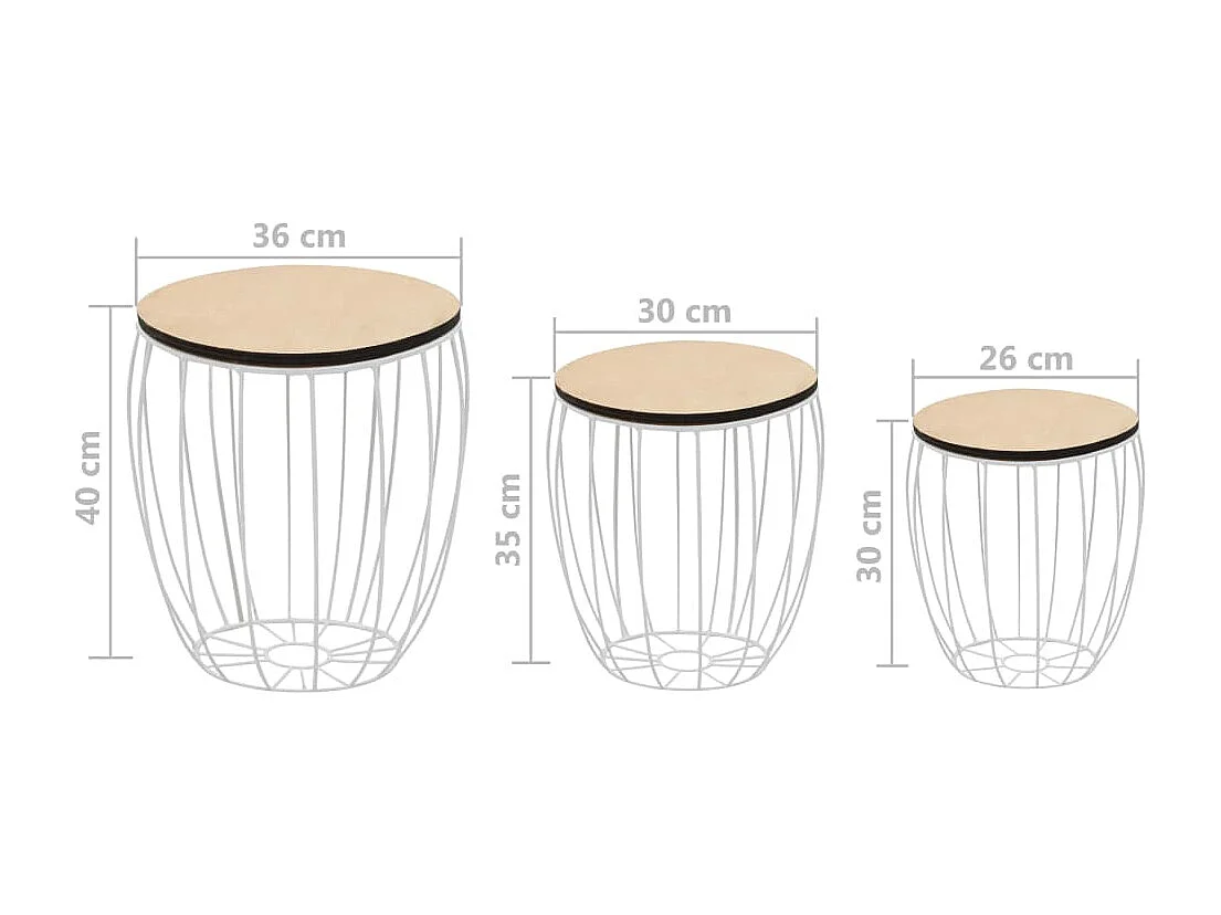 Salontafelset populierenhout multiplex ijzer 3-delig