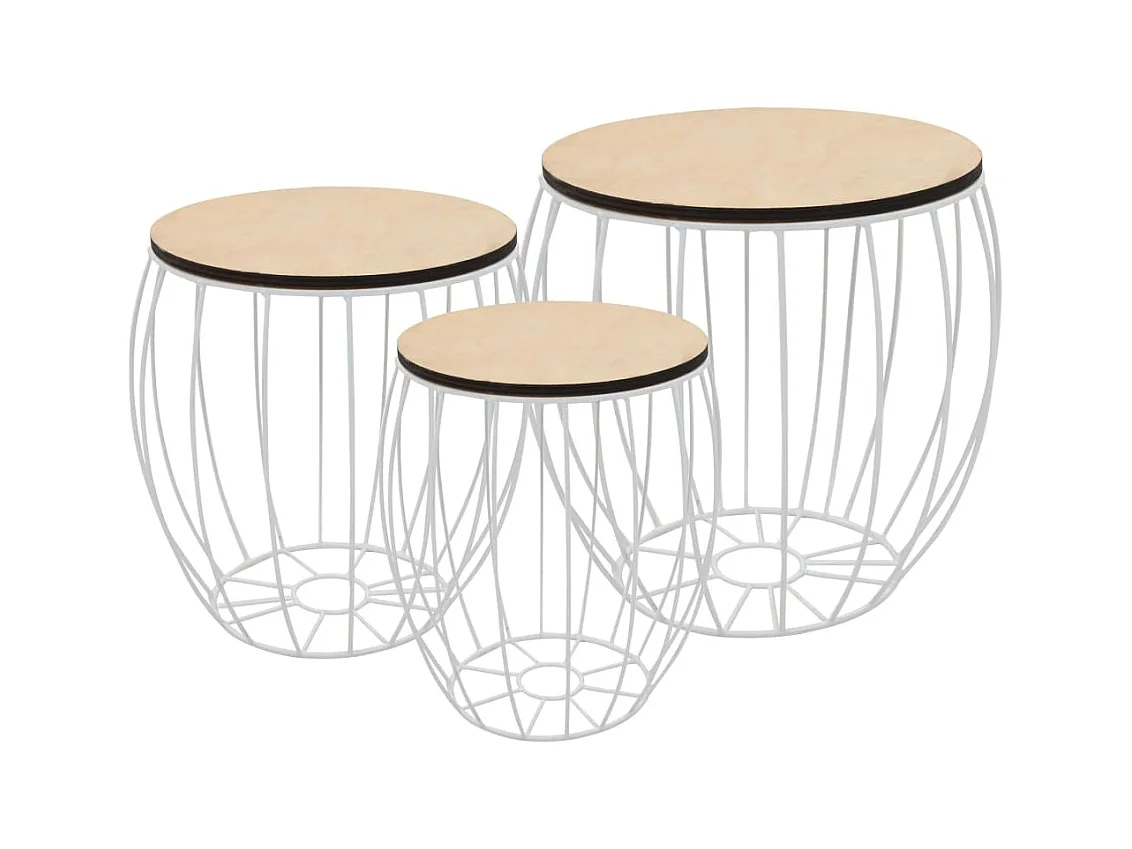 Ensemble de table basse Contreplaqué de peuplier Fer 3 pcs