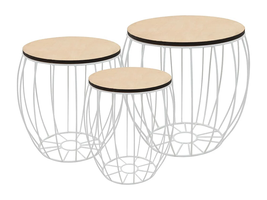 Salontafelset populierenhout multiplex ijzer 3-delig