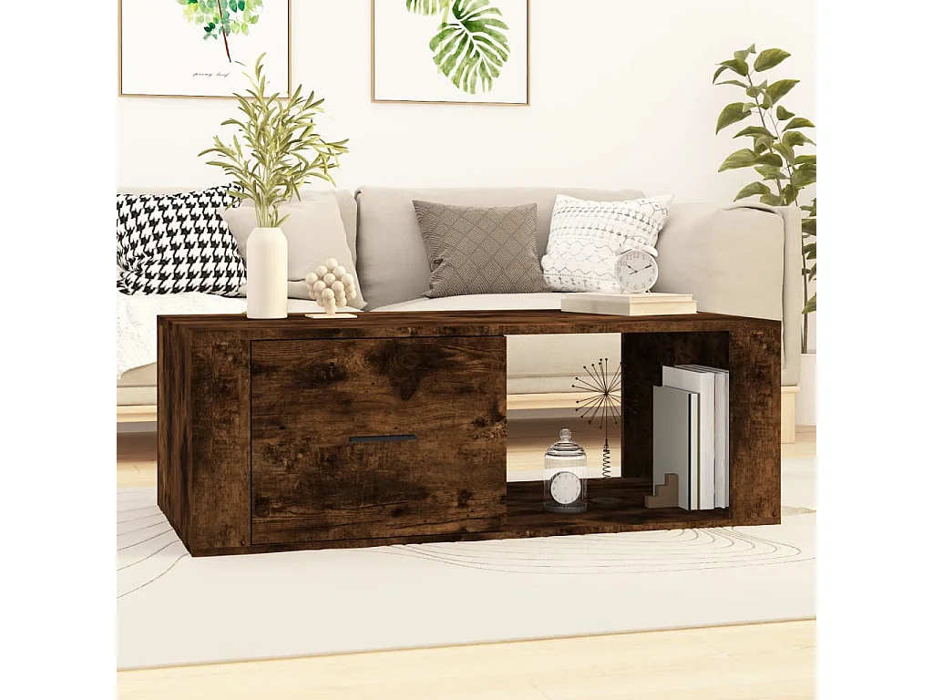 Table basse Chêne fumé 100x50,5x35 cm Bois d'ingénierie