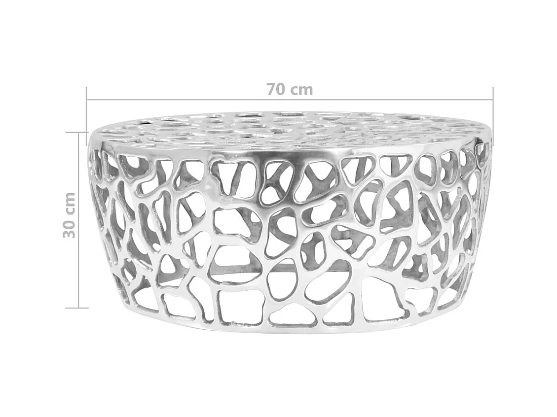 Table basse Aluminium moulé 70x30 cm Argenté