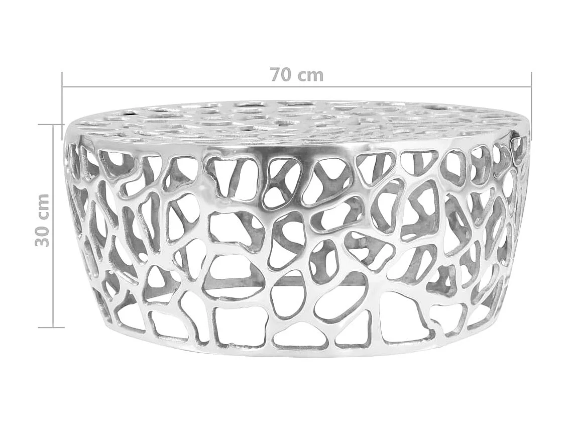 Table basse Aluminium moulé 70x30 cm Argenté