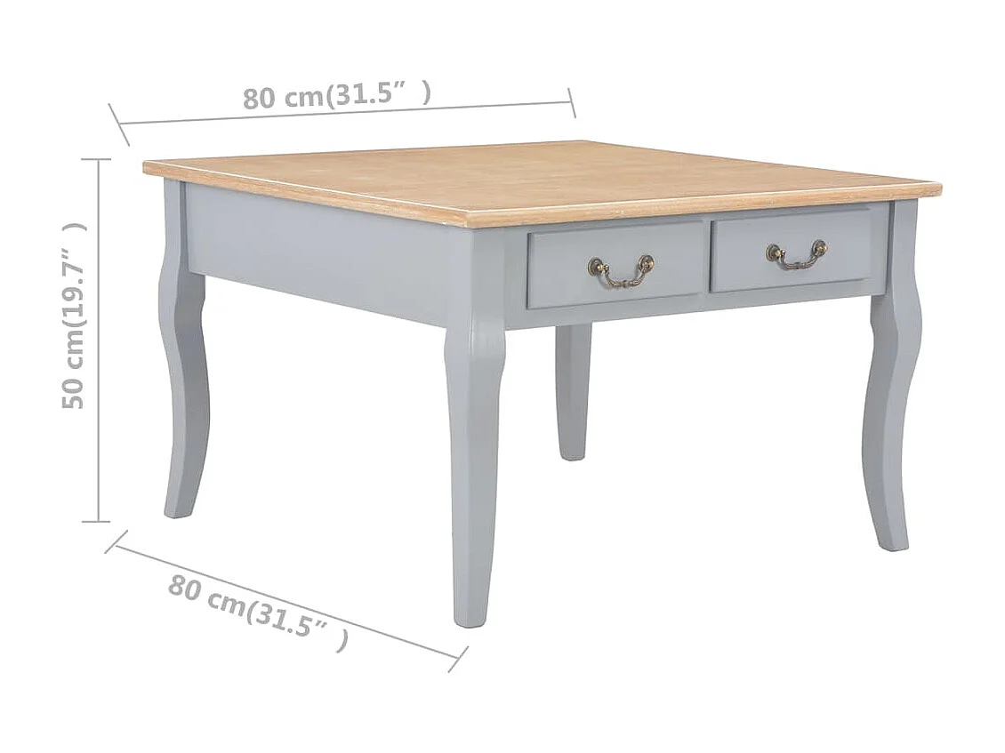 Salontafel 80x80x50 cm hout grijs