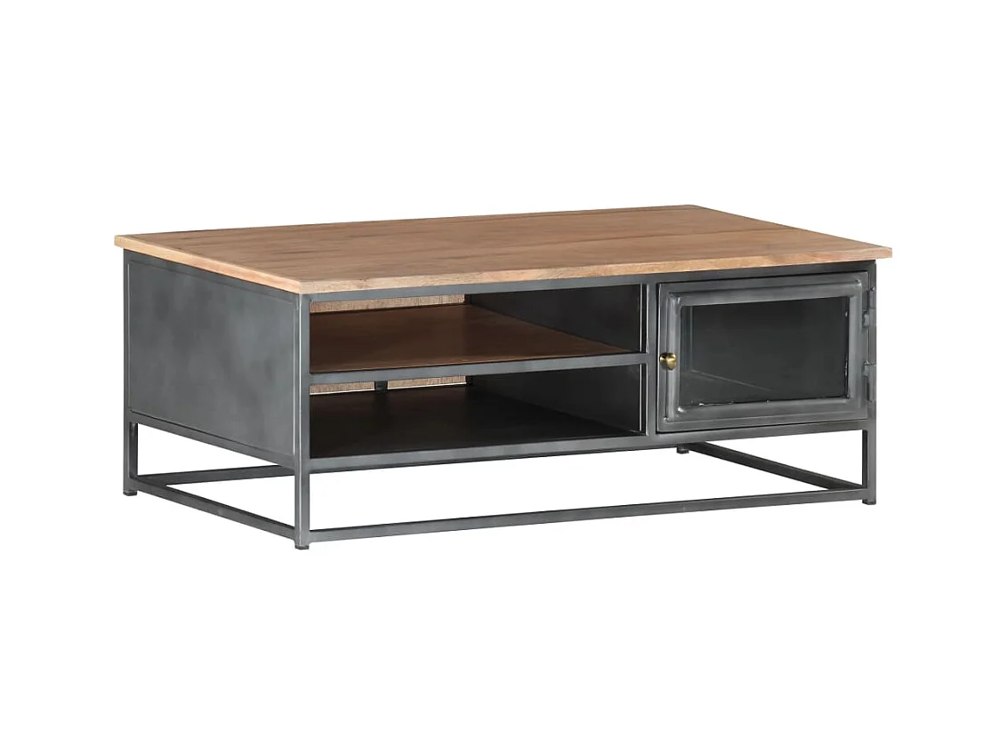 Couchtisch Grau 90x50x35 cm Massivholz Akazie