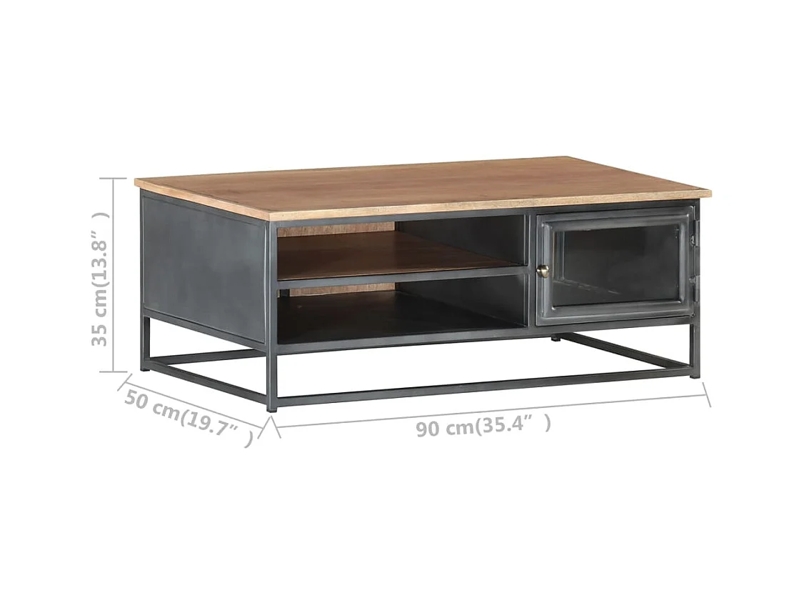 Couchtisch Grau 90x50x35 cm Massivholz Akazie