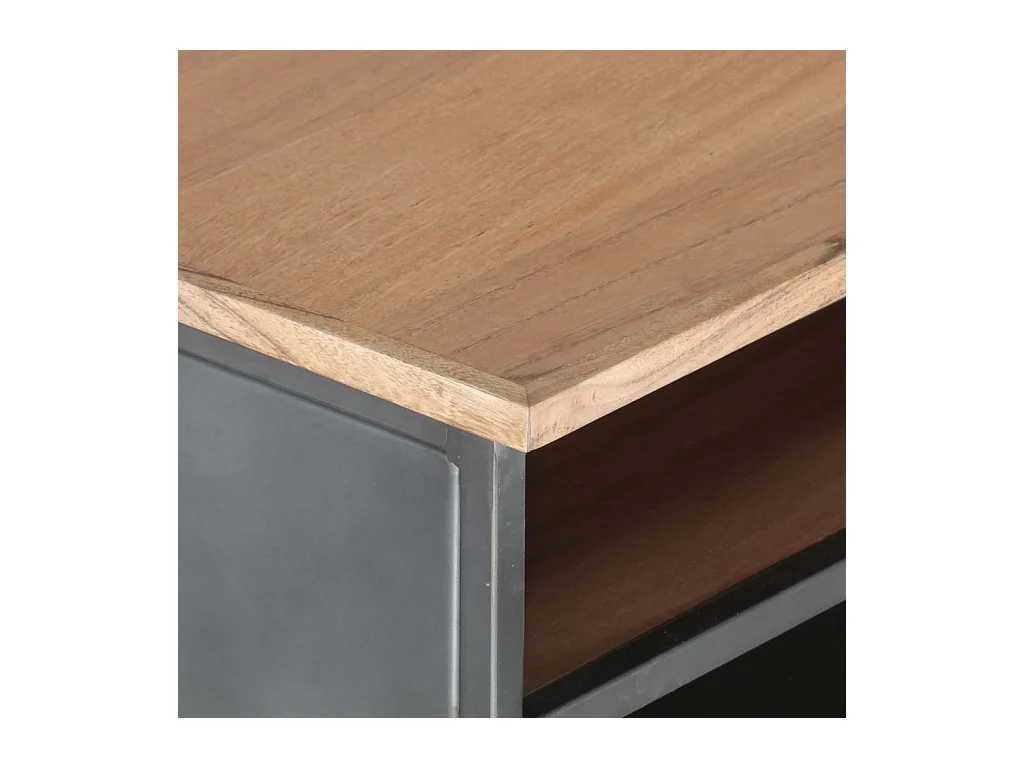 Couchtisch Grau 90x50x35 cm Massivholz Akazie