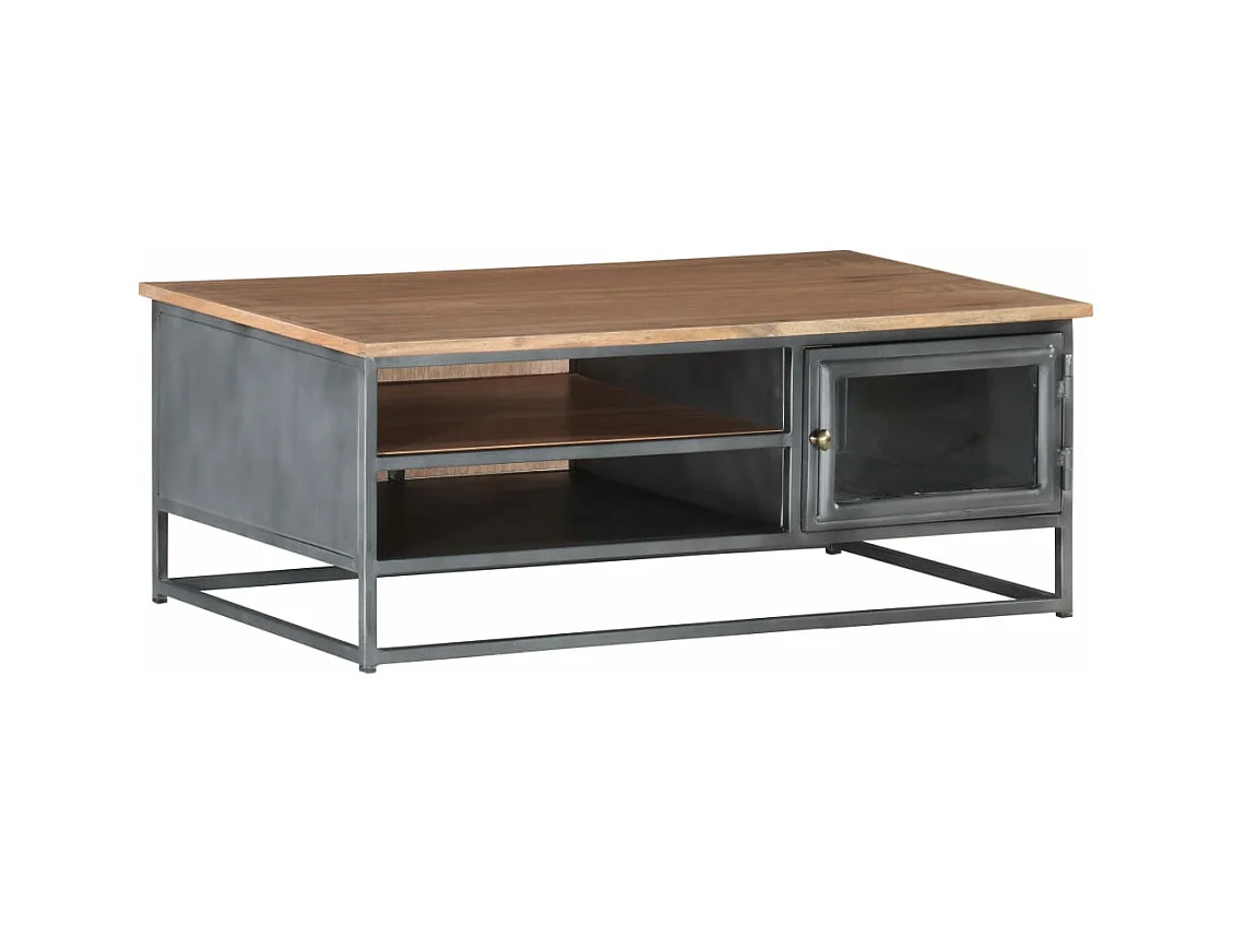 Couchtisch Grau 90x50x35 cm Massivholz Akazie