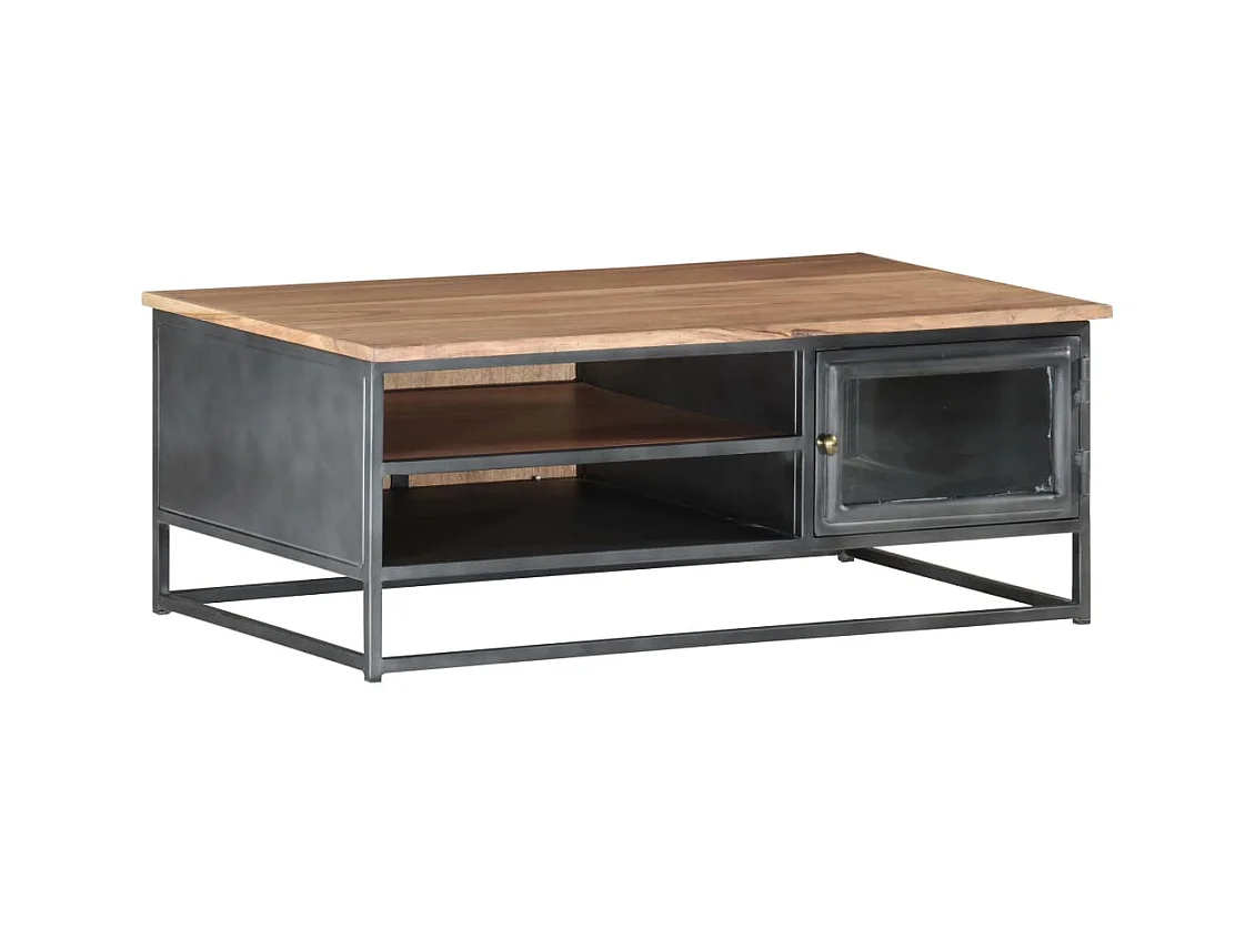Couchtisch Grau 90x50x35 cm Massivholz Akazie