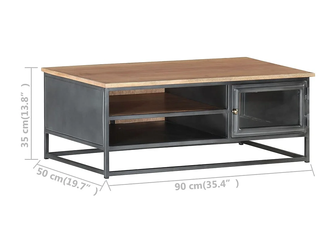 Couchtisch Grau 90x50x35 cm Massivholz Akazie