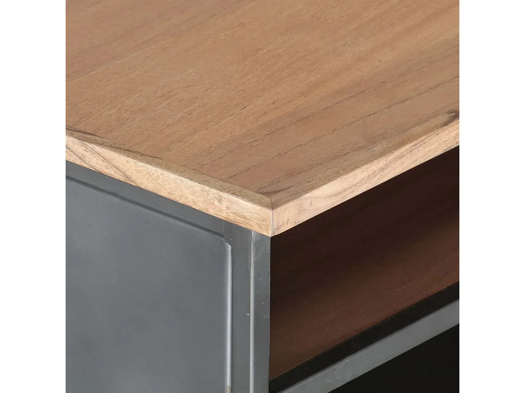 Couchtisch Grau 90x50x35 cm Massivholz Akazie