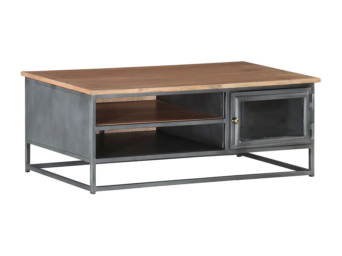 Couchtisch Grau 90x50x35 cm Massivholz Akazie