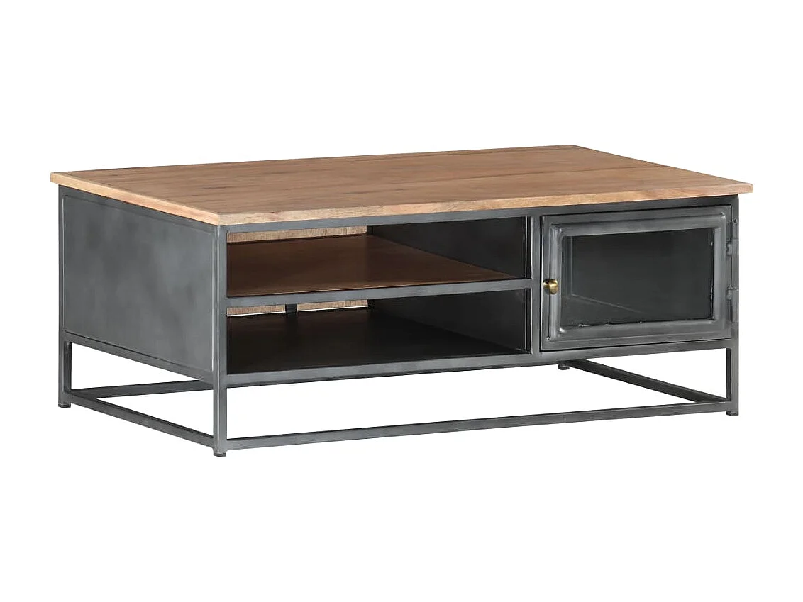 Couchtisch Grau 90x50x35 cm Massivholz Akazie