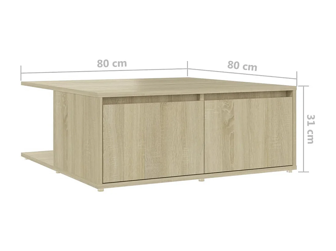 Mesa de centro madera contrachapada roble Sonoma 80x80x31 cm