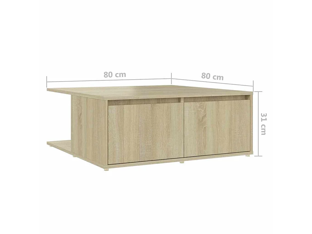 Tavolino da Salotto Rovere Sonoma 80x80x31 cm Legno Multistrato