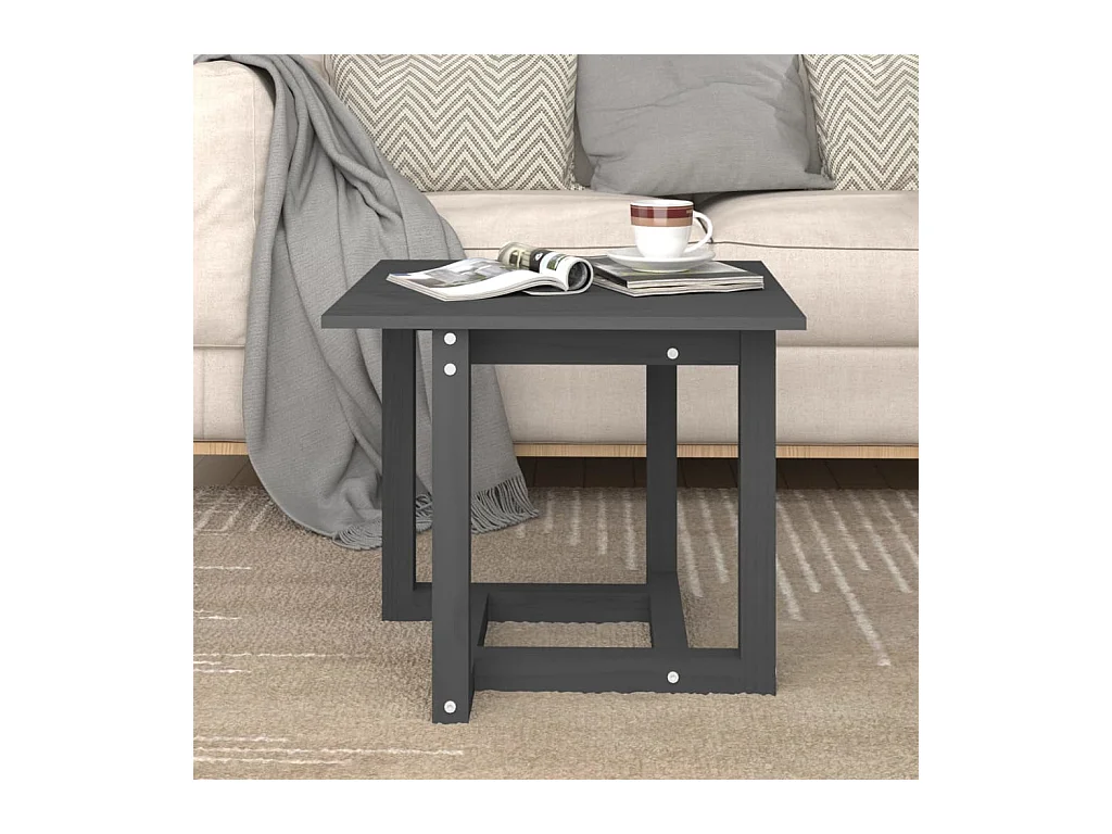Table basse Gris 50x50x45 cm Bois massif de pin