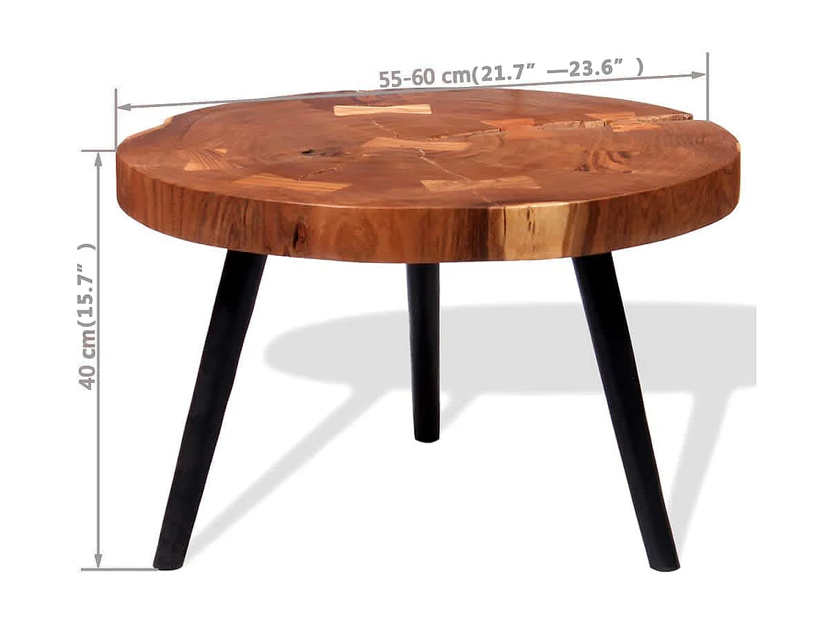 Mesa de centro de tronco madeira de acácia maciça (55-60)x40 cm