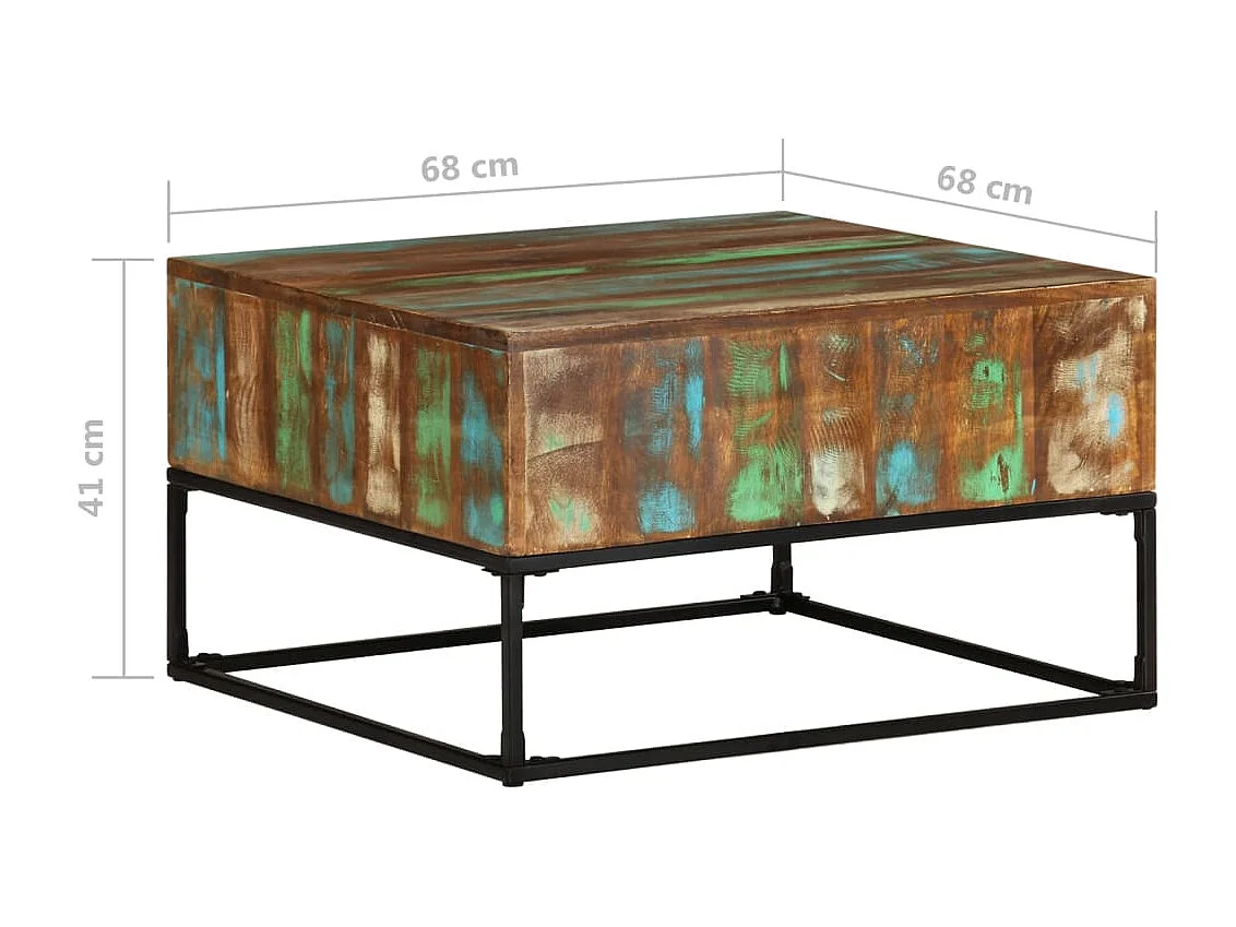 Tavolino da Salotto 68x68x41 cm in Legno Massello di Recupero