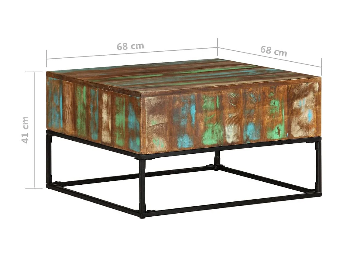 Tavolino da Salotto 68x68x41 cm in Legno Massello di Recupero