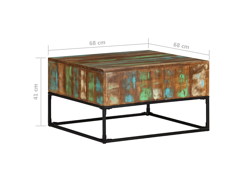 Tavolino da Salotto 68x68x41 cm in Legno Massello di Recupero