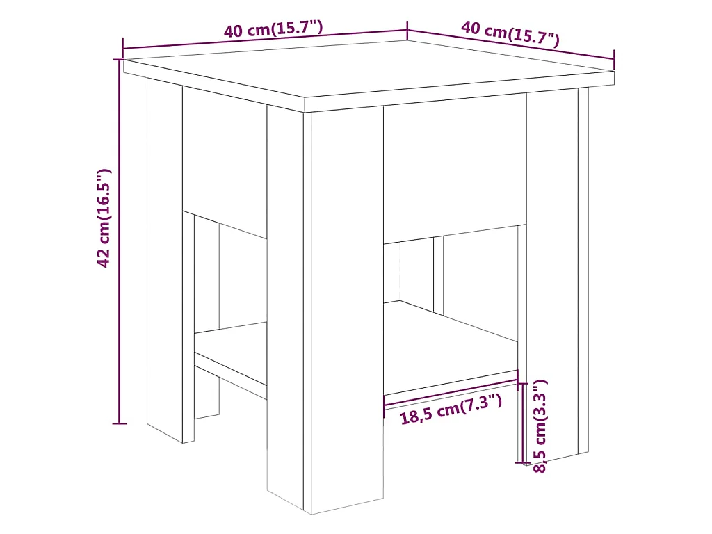 Couchtisch Braun Eichen-Optik 40x40x42 cm Holzwerkstoff