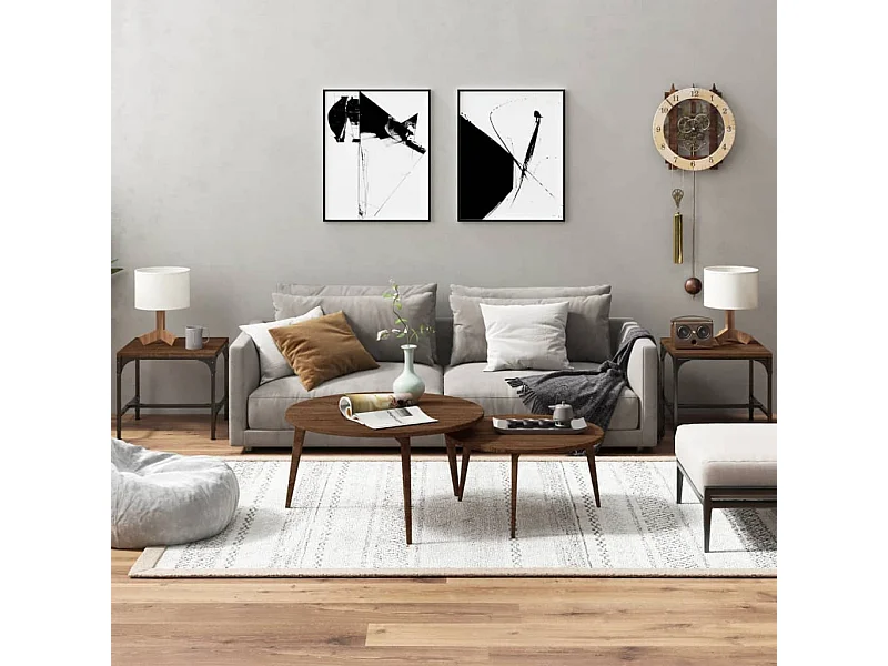 Tavolini 2pz Nerorovere marrone 40x40x35cm in Legno Multistrato