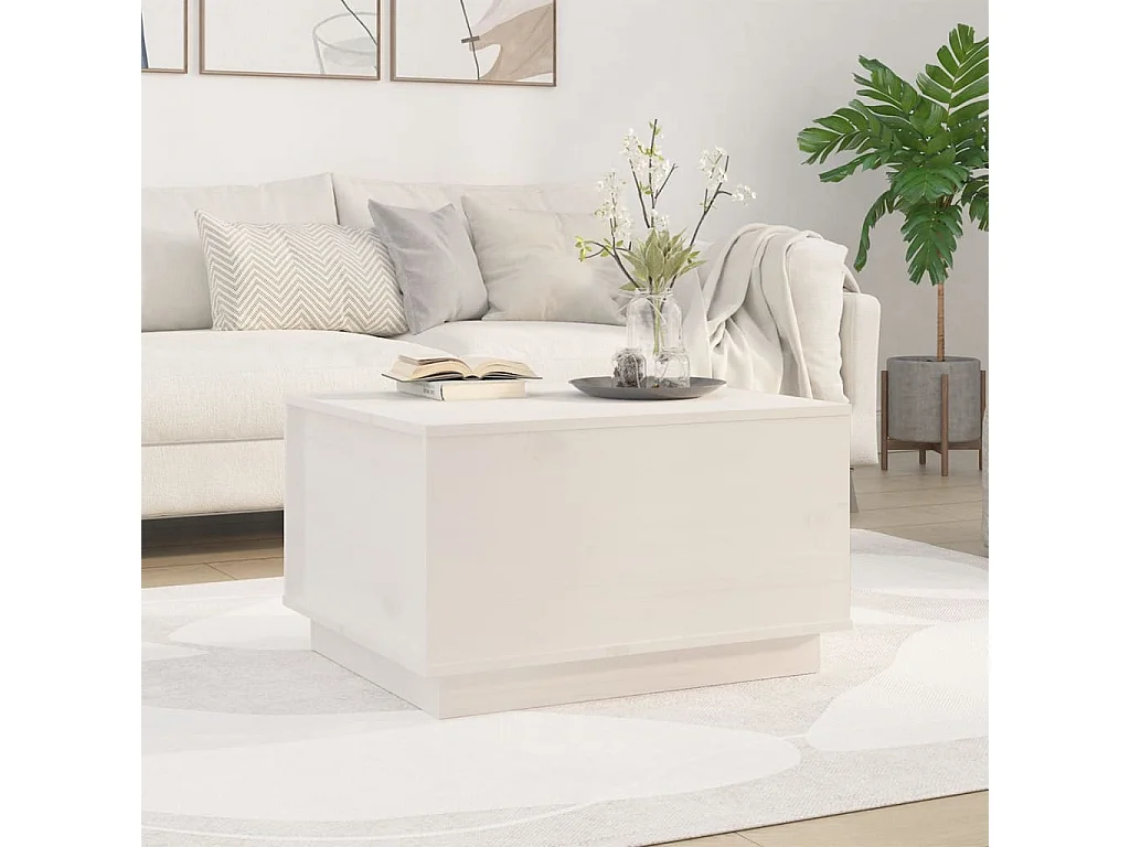 Salontafel 60x50x35 cm massief grenenhout wit