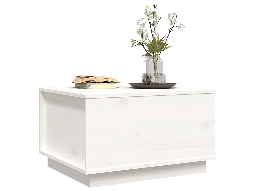 Salontafel 60x50x35 cm massief grenenhout wit